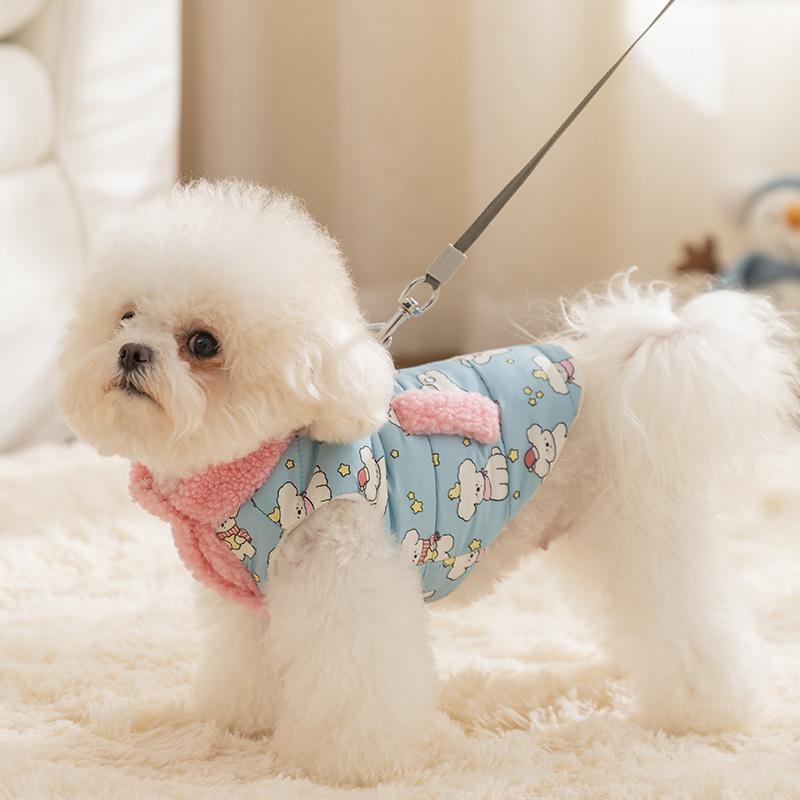 Pet dog full print puppy two feet turtleneck cotton coat dog clothes fur clothes