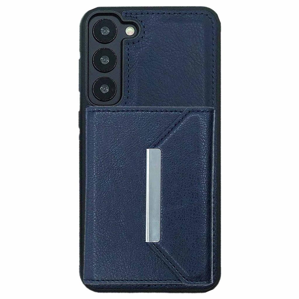 Para Samsung Galaxy S22 5G Capa com Bolsa de Cartão Destacável Couro+TPU Capa de Telefone Kickstand