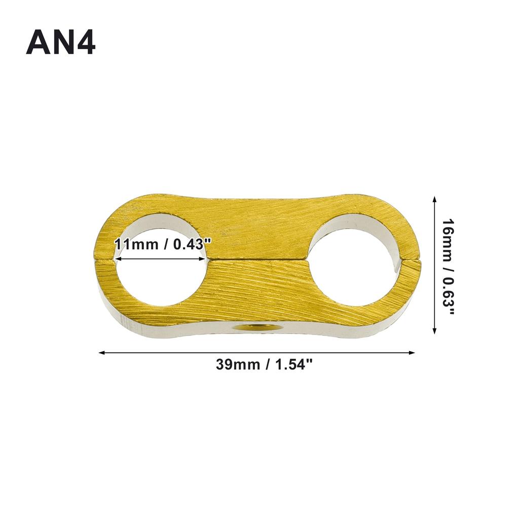 X AUTOHAUX 3pcs Car AN4 11mm Hose Separator Clamp Hose Clamp Fuel Line Connector Aluminum Alloy Blacket Gold Tone