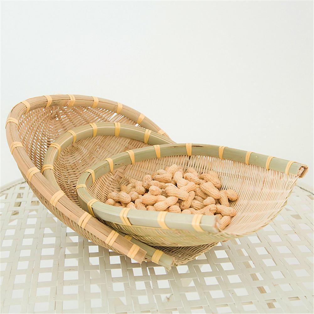 Bamboo Weaving Basket Open Bamboo Sieve Hand-woven Drying Bamboo Basket Fruit and Vegetable Storage Farmhouse Kitchen Basket