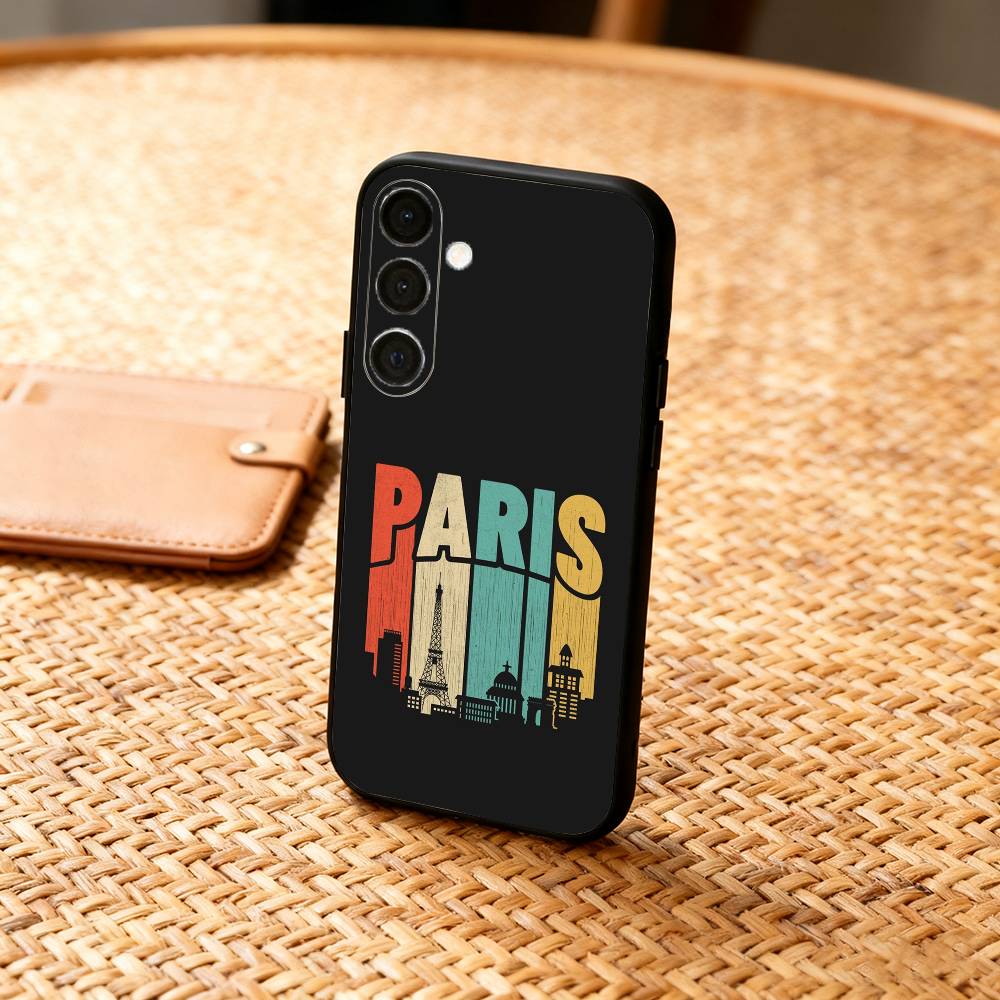Paris Eiffel Tower Romantic Landmar  Phone Case For Samsung  A73,A21s,A22,A31,A32,A52,A53,A71,A80,Soft Black Shell