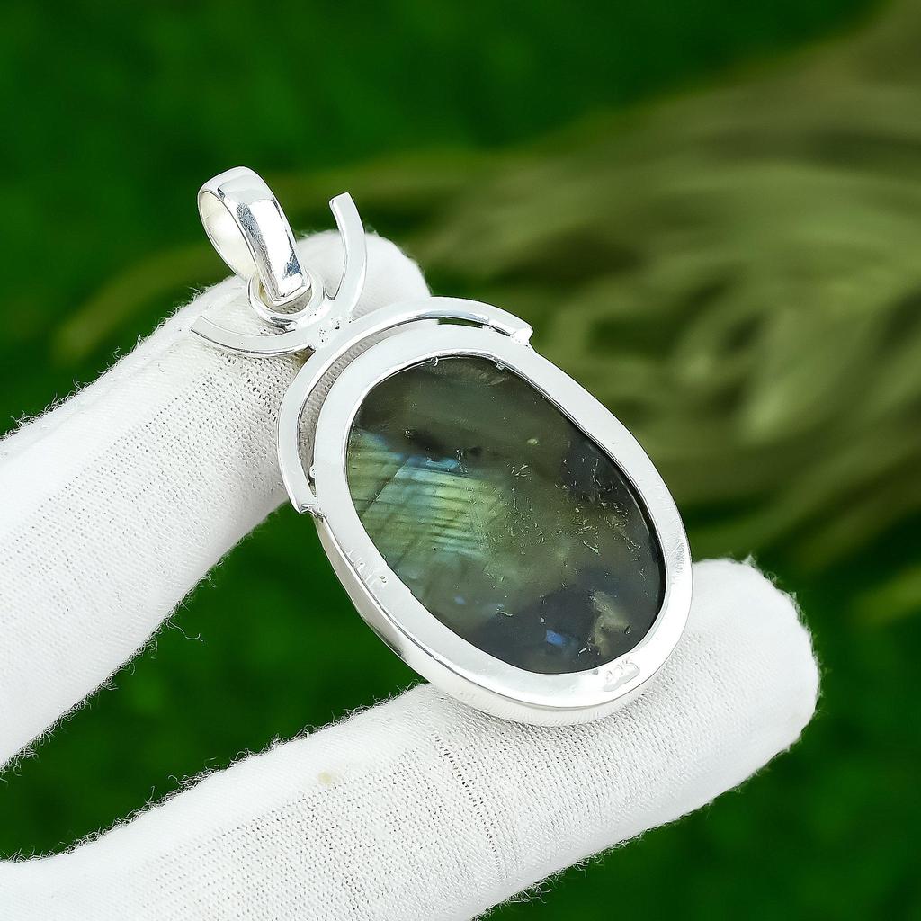 Gift For Women Jewelry Pendant 925 Sterling Silver Natural Labradorite Gemstone