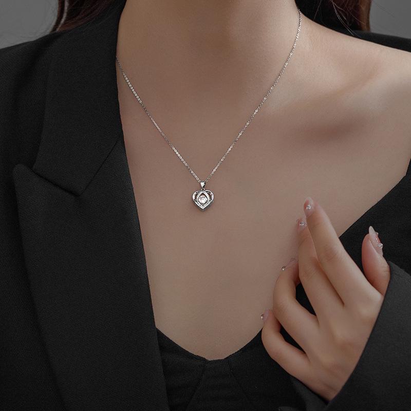 Banyan Tree S925 Silver Pendant Necklace with Heart Design, Diamond Accent - Elegant Valentine's Day Gift for Women
