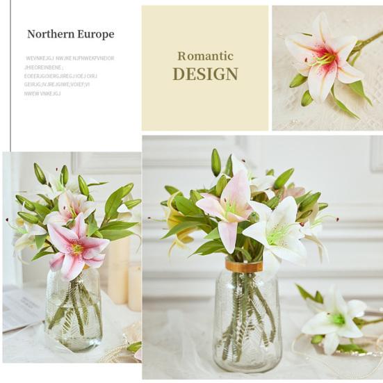 XunYee 16 Pcs Artificial Tiger Lily Flowers - Real Touch Latex, Purple & Green, 38cm Stems For Home Decor - View #3