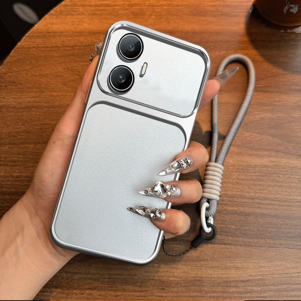 Luxury Big Window Phone Case with Lanyard for realme C55 Premium Textured Casing
