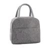 Womens Lunch Box Large Capacity Oxford Fabric Thick Cotton Core Insulated Lunch Bag for Office School Camping Gray