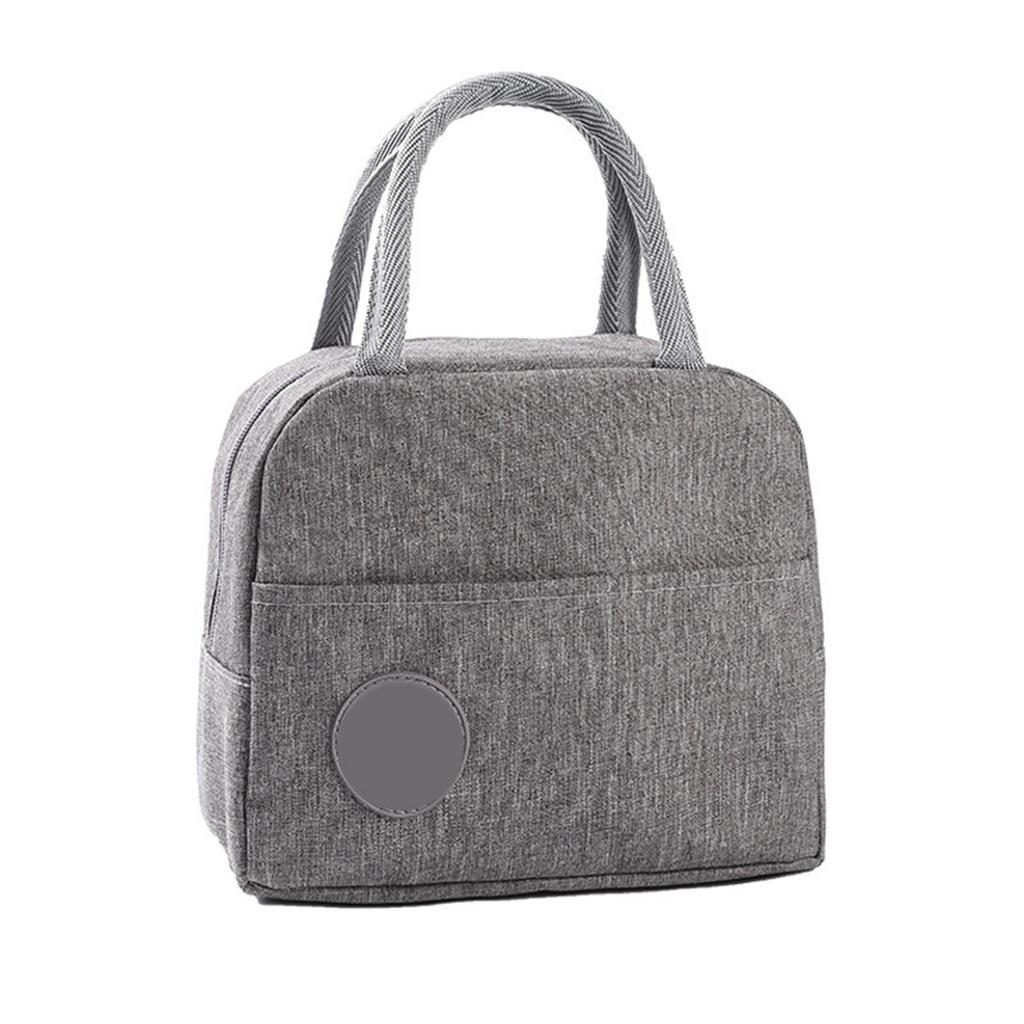 Womens Lunch Box Large Capacity Oxford Fabric Thick Cotton Core Insulated Lunch Bag for Office School Camping Gray