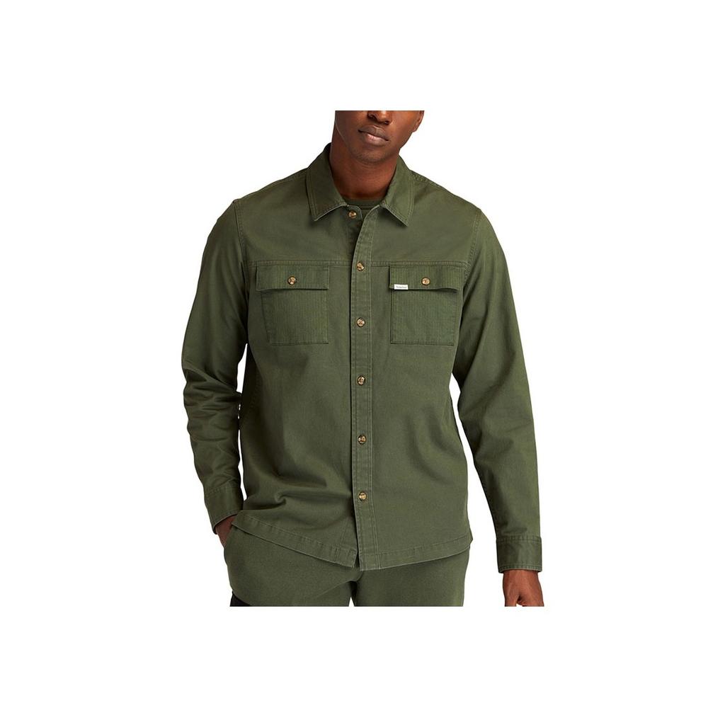 Timberland Outdoor Casual Solid Color Long Sleeve Shirt Men Shirts Luggage-Green A43Q2-U31