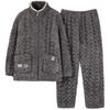 Pajamas Men'S Winter Thickened Three-Layer Coral Fleece Padded Cotton Large Size Autumn And Winter Flannel Zipper Loungewear Set