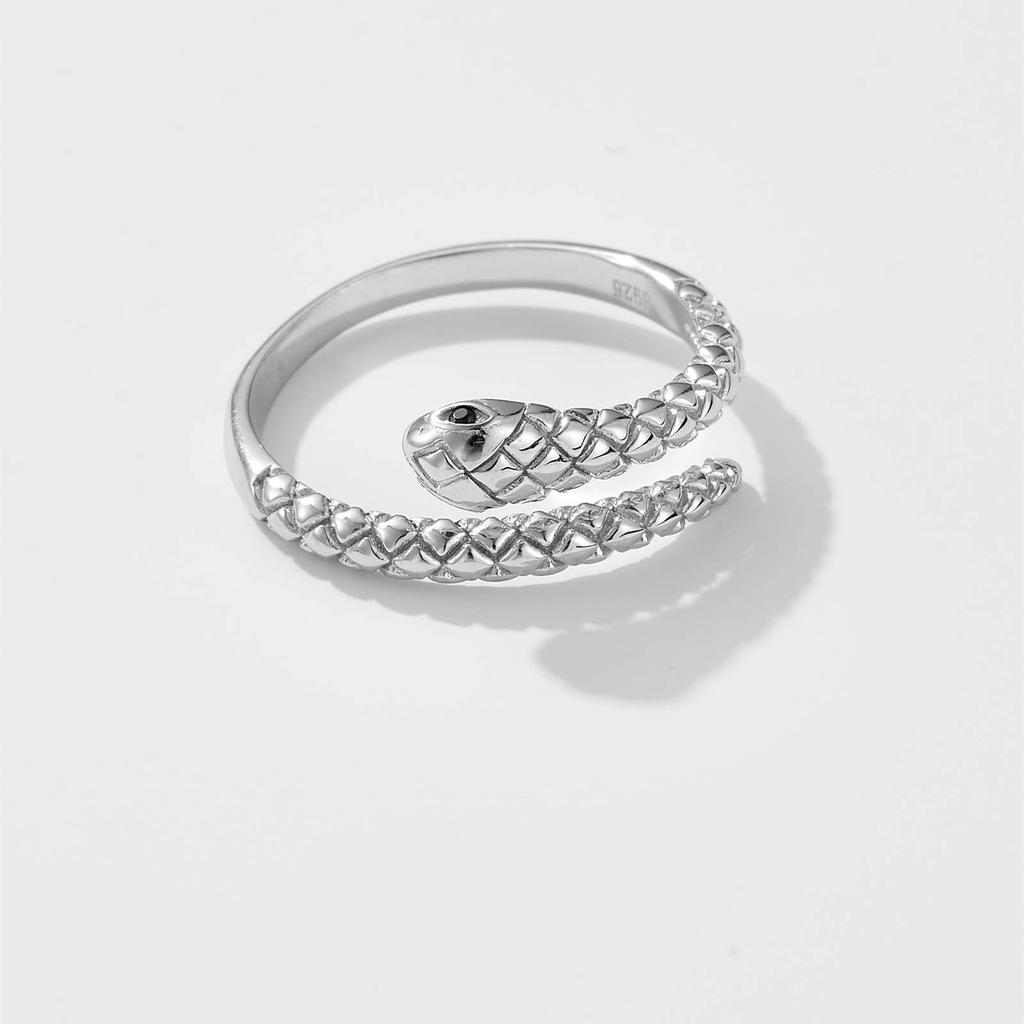 ANDYWEN 925 Sterling Silver Gold Snake Resizable Adjustable Ring Women Luxury Rock Punk Slim Circle Round Jeswelry