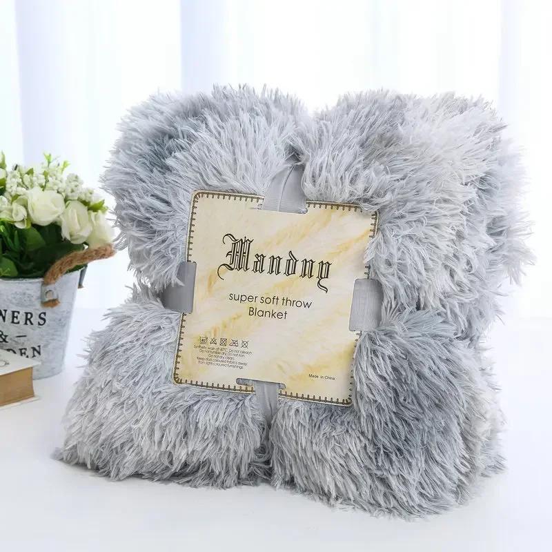 Double Layer Plush Warm Winter Throw Blanket Home Bedspread on The Bed Plaid Chair Towel Sofa Cover Lamb Bed Blankets and Throws