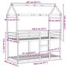 VidaXL Bunk Bed with Roof 90x190 Cm Solid Pine Wood, Bed, Bed Frame, Loft Bed, Bedroom Furniture, Slatted Base, 3282127
