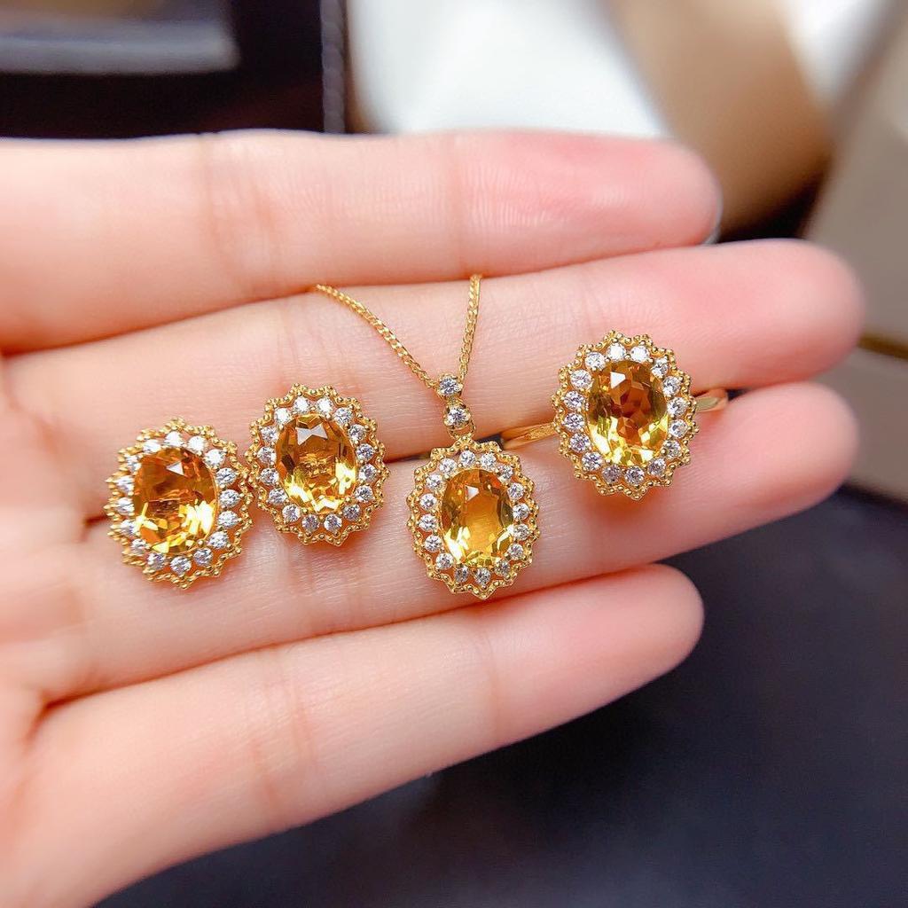 Luxury Simple Double Heart-shaped Necklace Earrings Sets Exquisite Zircon Ear Studs Pendant Chain Women's Wedding Jewelry Gifts