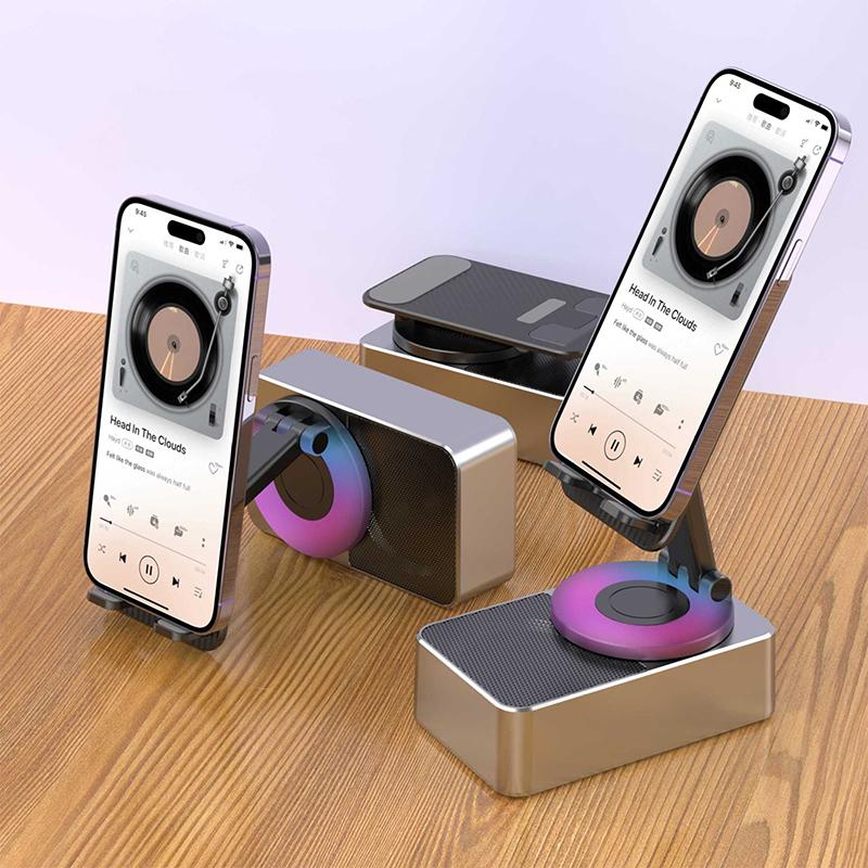 Cell Phone Stand With Bluetooth-Compatible Speaker Adjustable Portable Desktop Bracket Folding Desktop Live Lazy Stand Anti-Slip