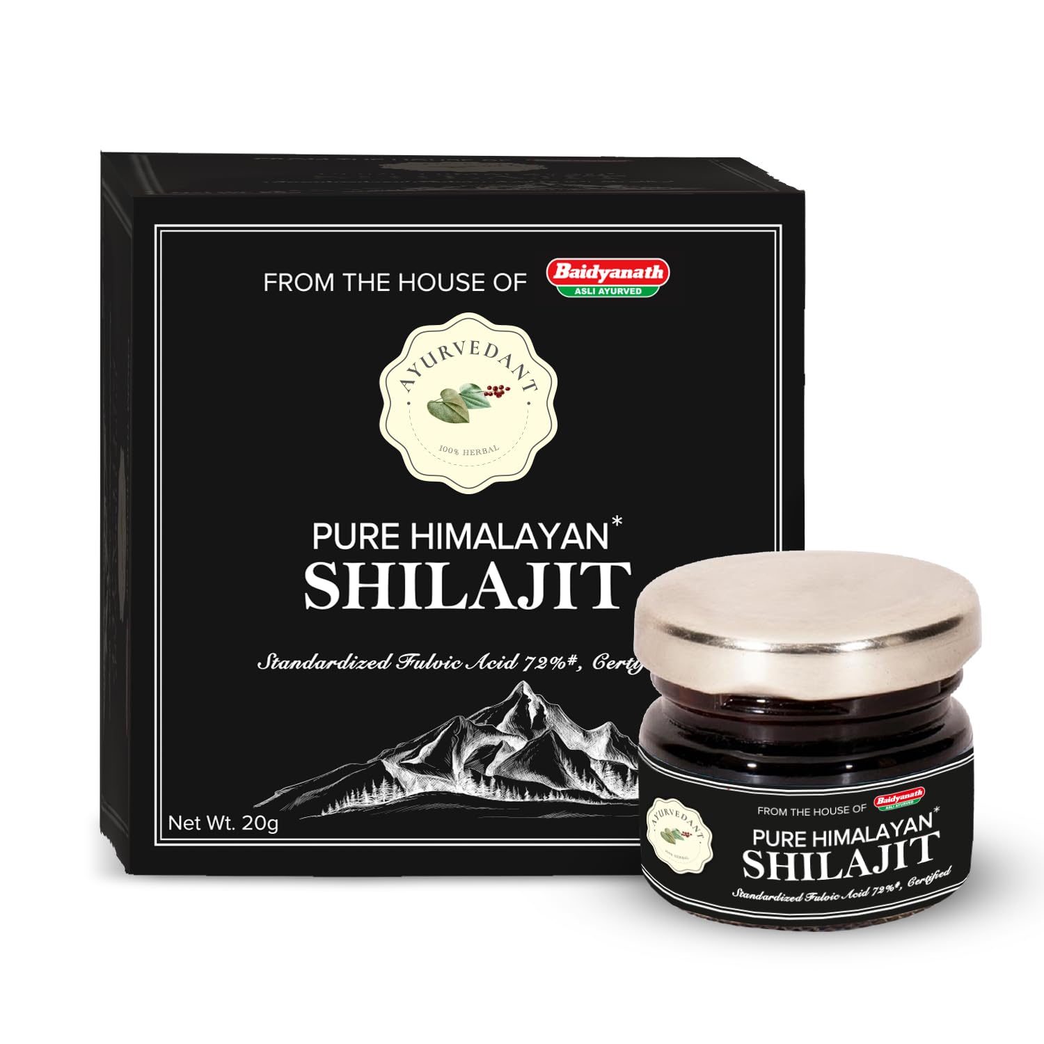 

Baidyanath Ayurvedant Pure Himalayan Shilajit Resin 20g Certified for Stamina Boost and Energy Support
