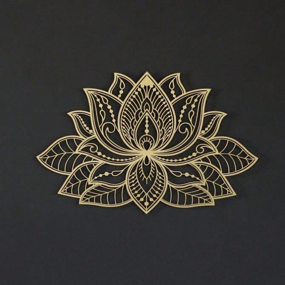 Modern Lotus Mandala Metal Wall Art Zen Decor Rustproof Outdoor Indoor Home Bedroom Living Room Bathroom Sturdy Non-Fading Housewarming Gift