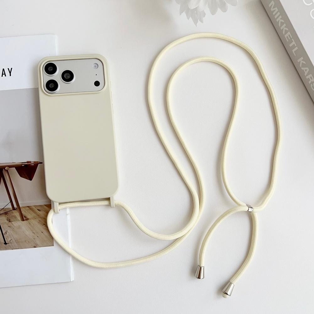 Liquid Silicone Crossbody Necklace Cord Strap Case For iPhone 17 Pro Max 16 15 14 13 12 11 XR XS X Matte Soft Protection Cover