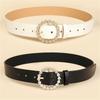 Stylish Rhinestones Embellished Waist Belt Soft PU Leather Waist Girdle Adjustable Strap For Dresses And Outfits