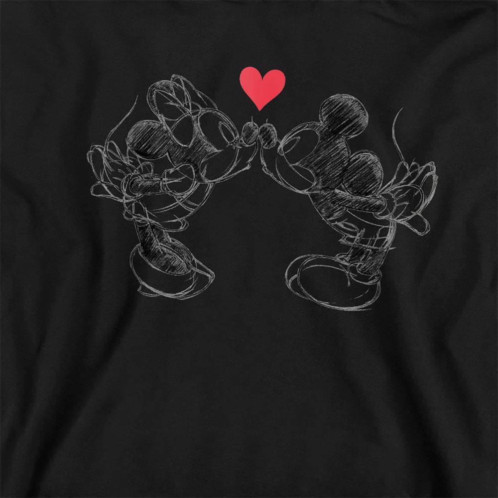 Disney Childrens/Kids Mickey Mouse & Minnie Mouse Sketch Kiss Valentine`s Day Pullover Hoodie