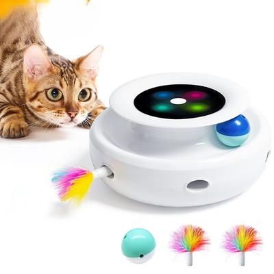 2-in-1 Slimme Kat Speeltjes Automatische Veer Plezier Bal Speelgoed Set Voor Kat Hond 5 Modi Elektronisch Interactief Huisdier Speelgoed Accessoires