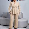 Damskie Zestawy 2-częściowe Plus Size Blazer z Długim Rękawem z Falbaną i Nierównym Dołem + Spodnie Garnitur Biznesowy Zestaw do Pracy Biurowej