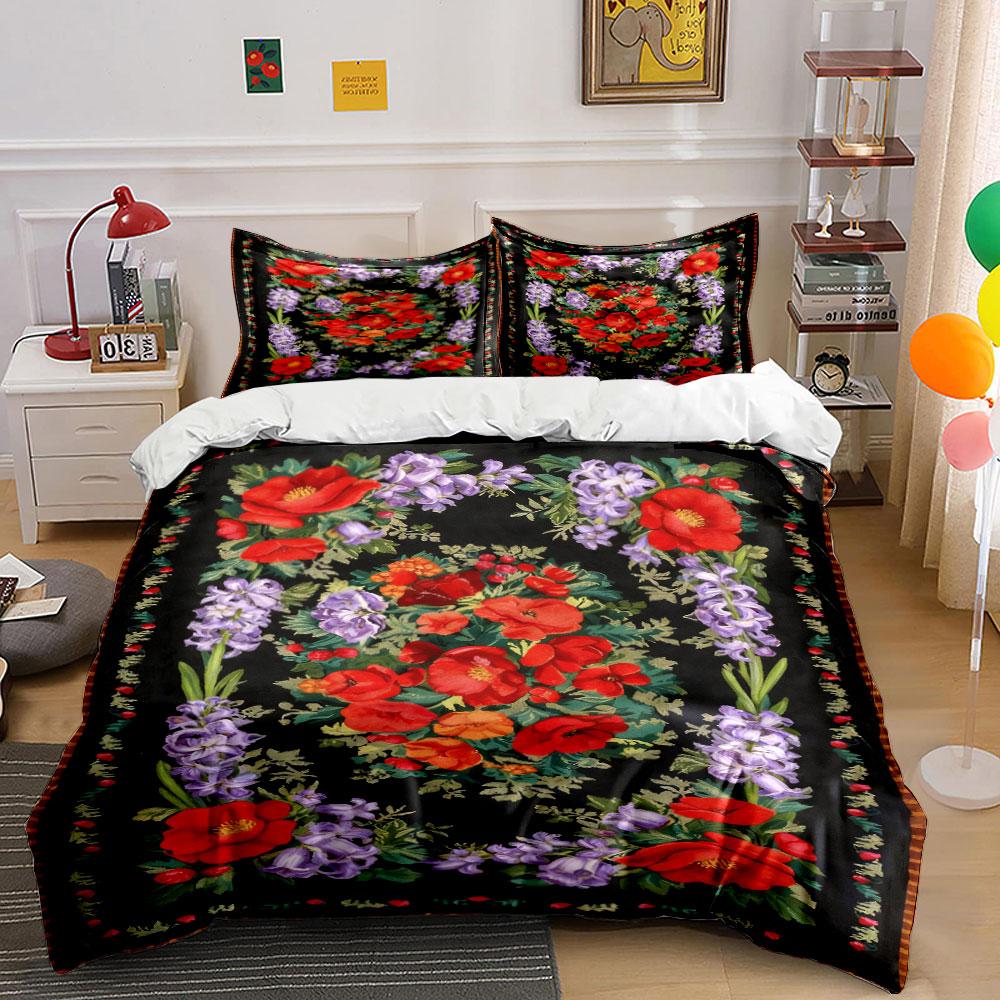 

Red and purple flowers. Bedding sets Duvet cover sets Duvet covers Pillowcases(1 * Duvet Cover 2 * Pillowcases, without duvet insert) 135x200cm