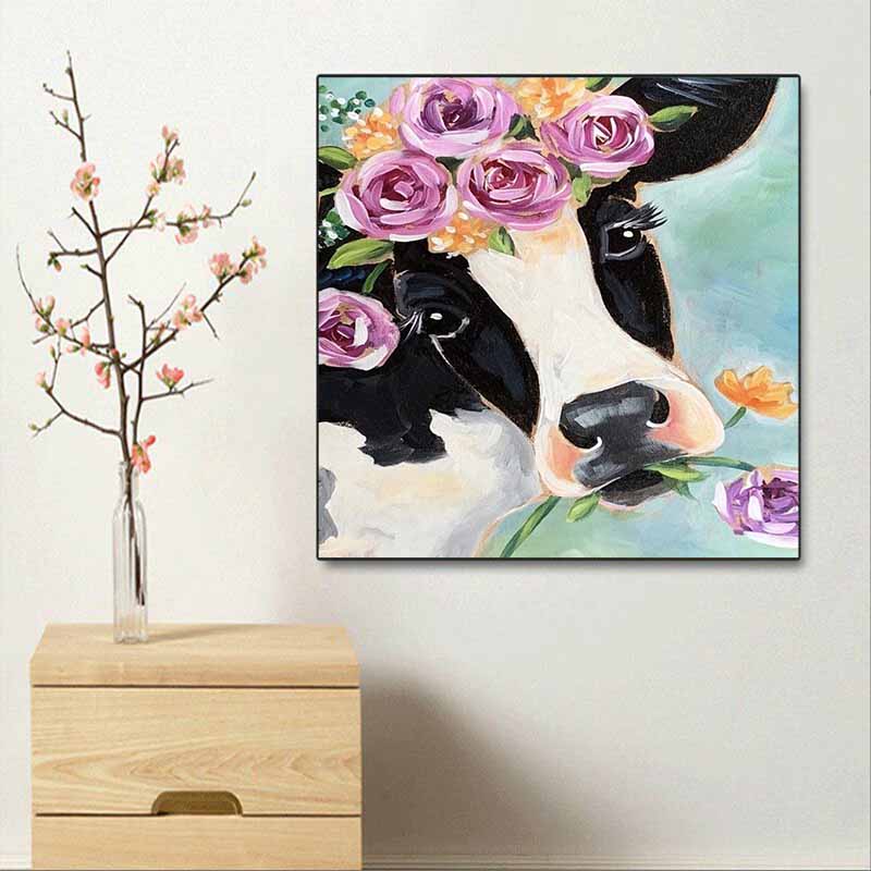 New Arrival 5D DIY Full Circle Diamond Painting "Cow" Embroidery Cross Stitch Home Decor Gift