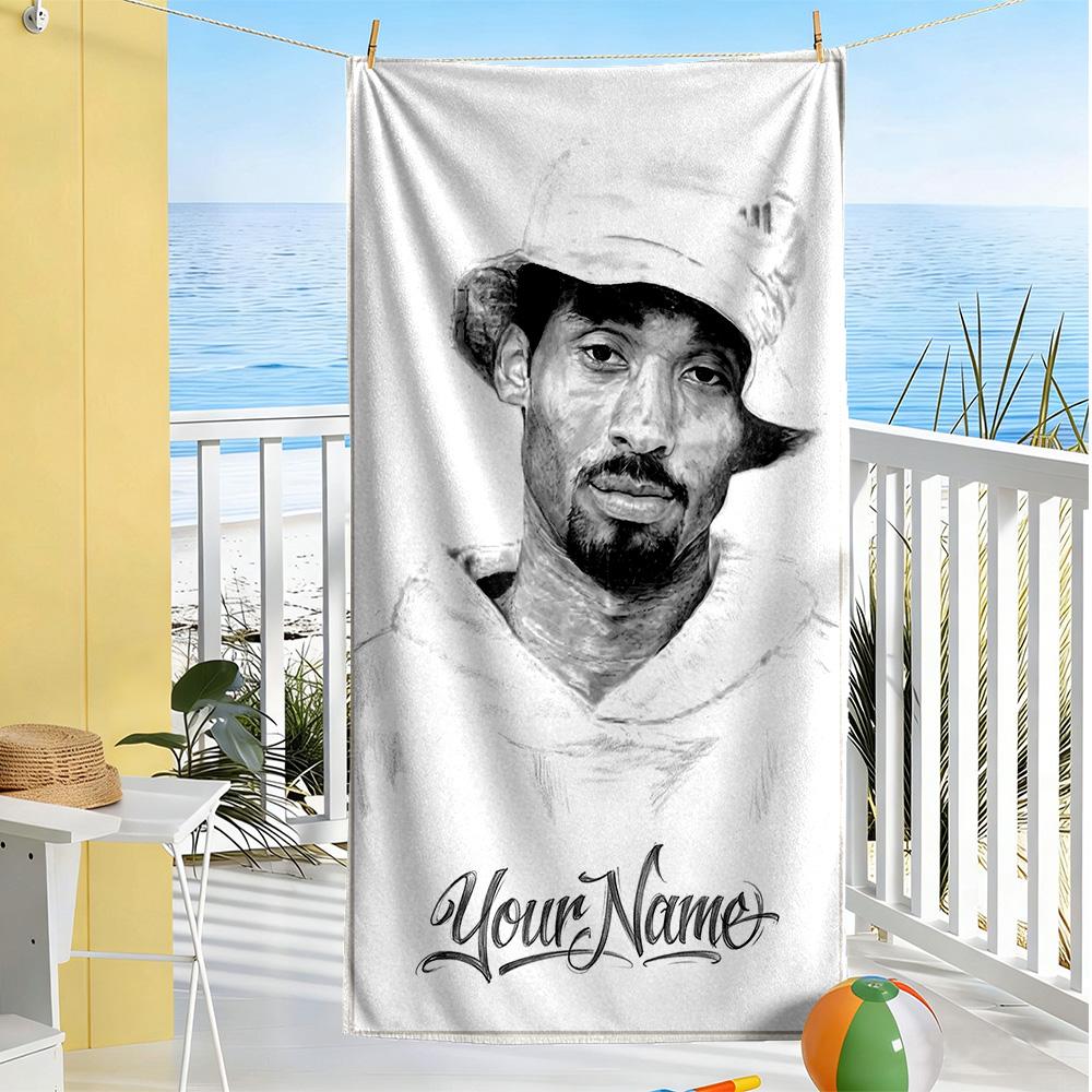 Kobe Customize Your Name Beach Towel Quickdry Soft Microfiber Suitable For Sports Travel Swimming Yoga Bathroom Beach And Pool