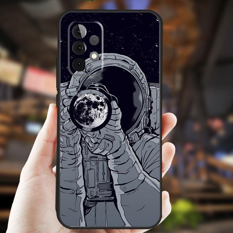 Space Moon Astronaut Case For Samsung Galaxy A15 A35 A55 A53 A33 A13 A36 A56 A26 A16 A22 A32 A52 A54 A34 A05 A06