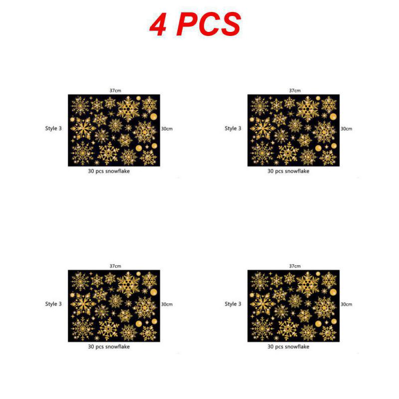1/2/4PCS New Year Wallpaper Christmas Glitter Snowflake Window Sticker Electrostatic Wall Stickers Snowflake Door Glass Decor