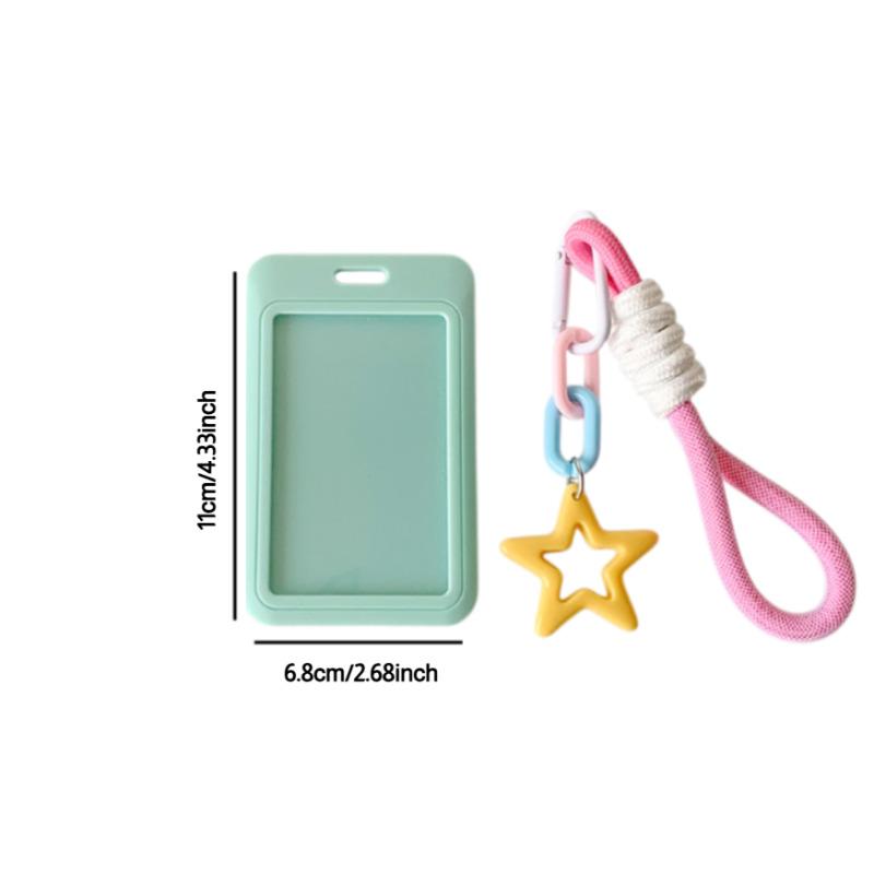 Sliding 3-inch Card Holder with Star Lanyard Candy-colored Card Display Suitable for Students,K-pop Fans Card Storage