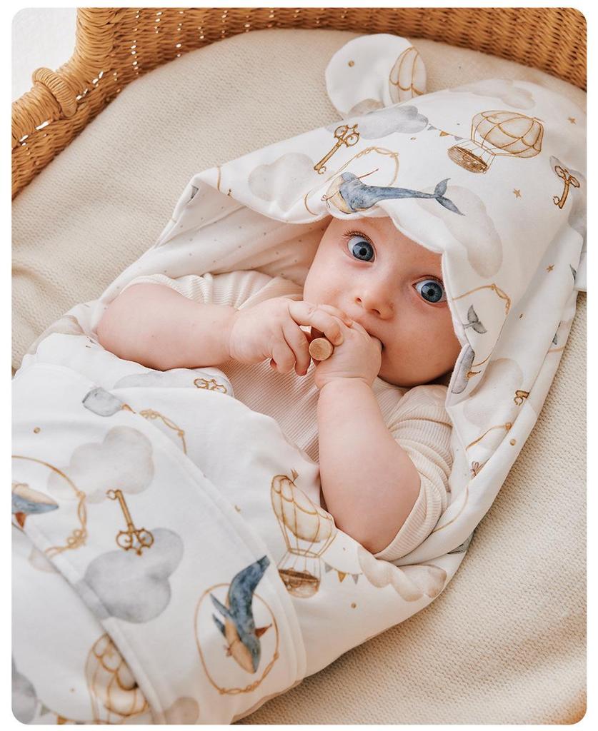 Large Cotton Swaddling Blanket for Baby & Newborn, Removable Liner, Dual-Use for Autumn/Winter, Washable, for Children.