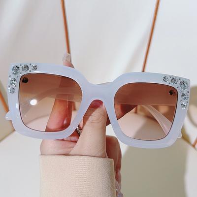 Luxury Designer Diamond Square Sunglasses Women Crystal Rhinestone Vintage Punk Fashion Shades Trendy