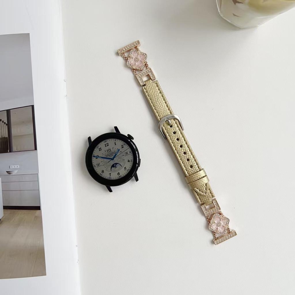 Premium-Leder-Flash-Diamant-Kleeblatt-Armband für Applewatch Apple Watch S10 Damen Ins Nische SE