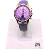 ZooooM Analog Quartz Watch Round Face Purple Faux Leather Strap Chronograph Casual Business Unisex