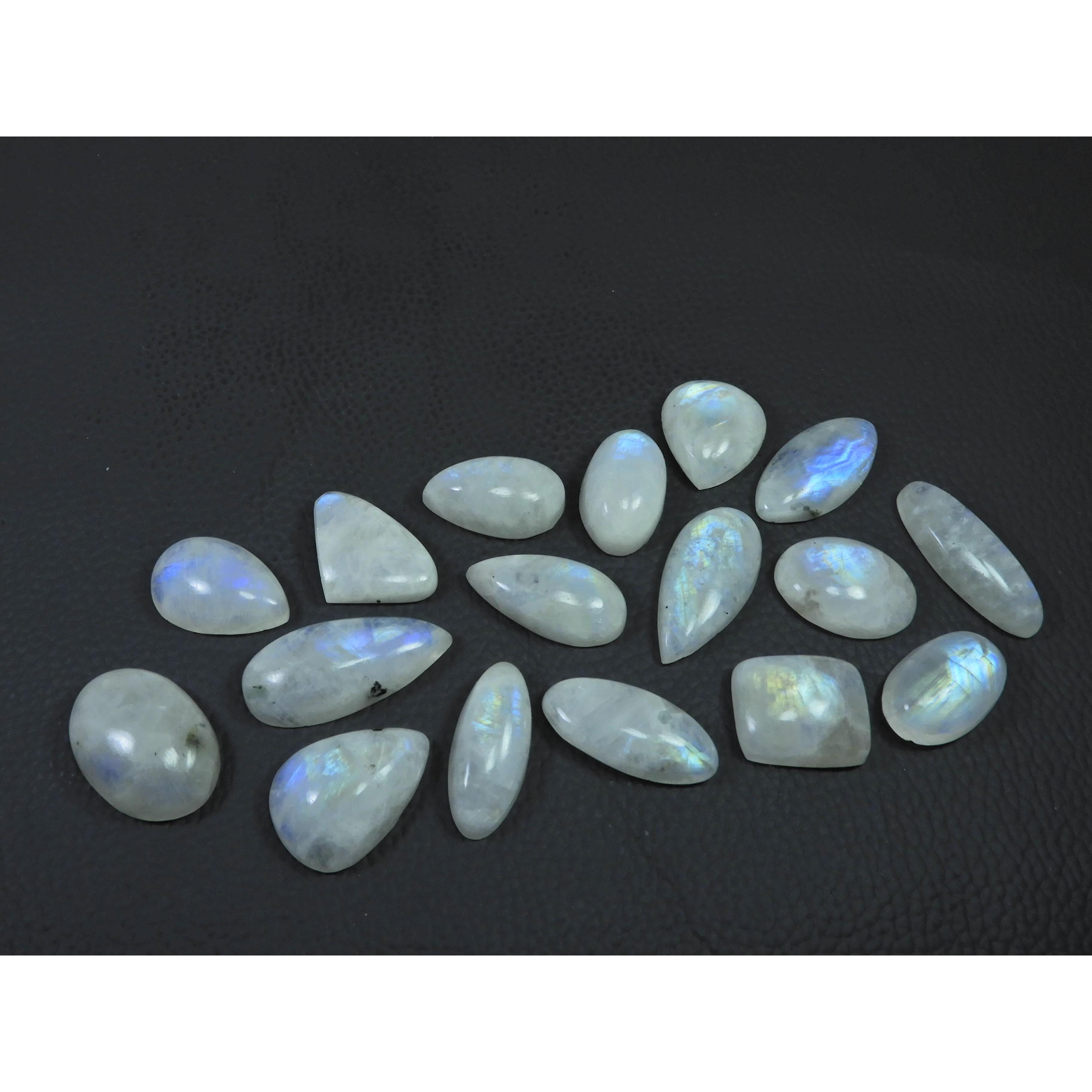 

21-30MM Natural Rainbow Moonstone Mix Cabochon Loose Gemstone 17 Pcs Lot C-547