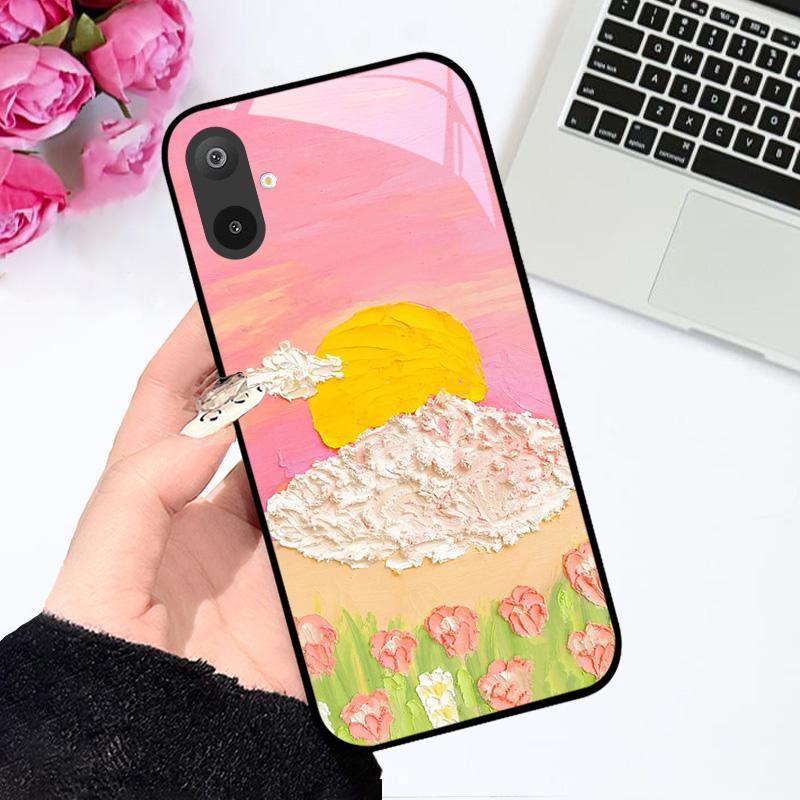 Luksusowe etui ze szkła hartowanego do Samsunga A06 A16, twarde etui ze szkła PC do Samsunga Galaxy M06 F06 M16 F16, odporne na wstrząsy