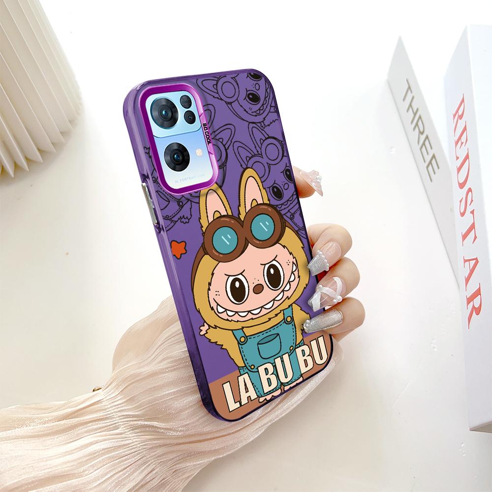 Custodia rigida antiurto anticaduta con motivo dipinto, argento colorato, bifacciale, per telefono OnePlus OPPO Reno Realme