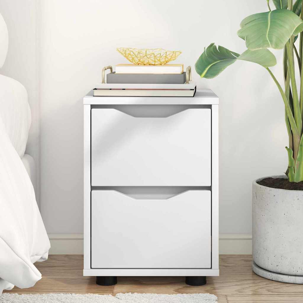 White Nightstand with Drawers 30.5 x 30 x 43 cm Particleboard