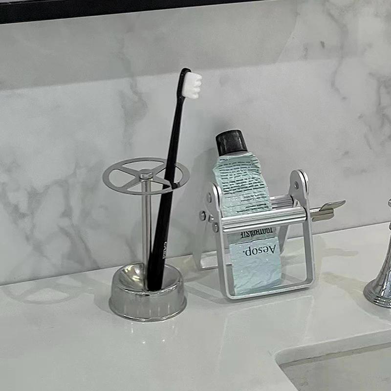 Stainless Steel Toothbrush Stand Toothpaste Holder Home Storage Organizer Kitchen Rack Bathroom Accessories Lazy Tube Squeezer