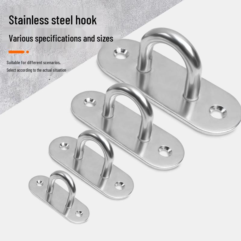 304 Stainless Steel Ceiling Hook Set - U-shaped Load-bearing Hang & Lift Hook for Fans, Sandbags, Lamps & Pendants