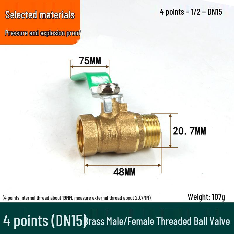 Check Valve: All-Copper Pneumatic Ball Valve – Thickened Tap Water Pipe Switch, Available in 4, 6, and 2-Point Mini Sizes