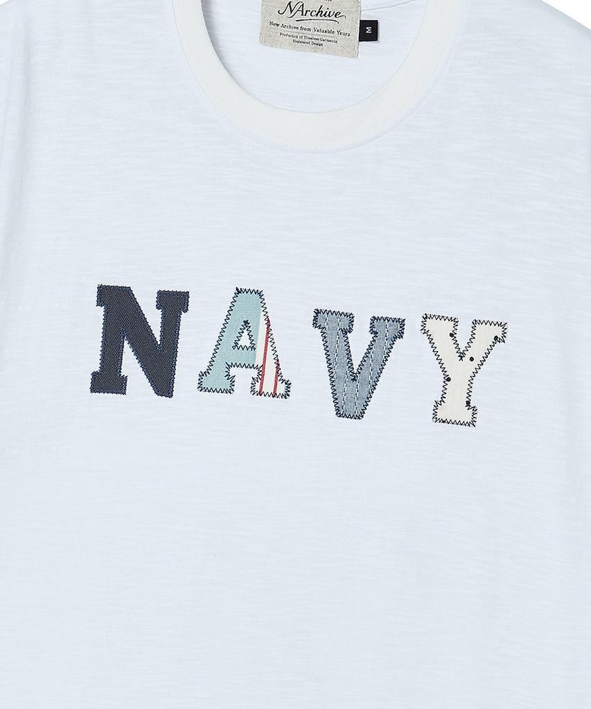 BEYOND CLOSET [Collection Line] Vintage Patchwork Slub Short Sleeve T-Shirt White