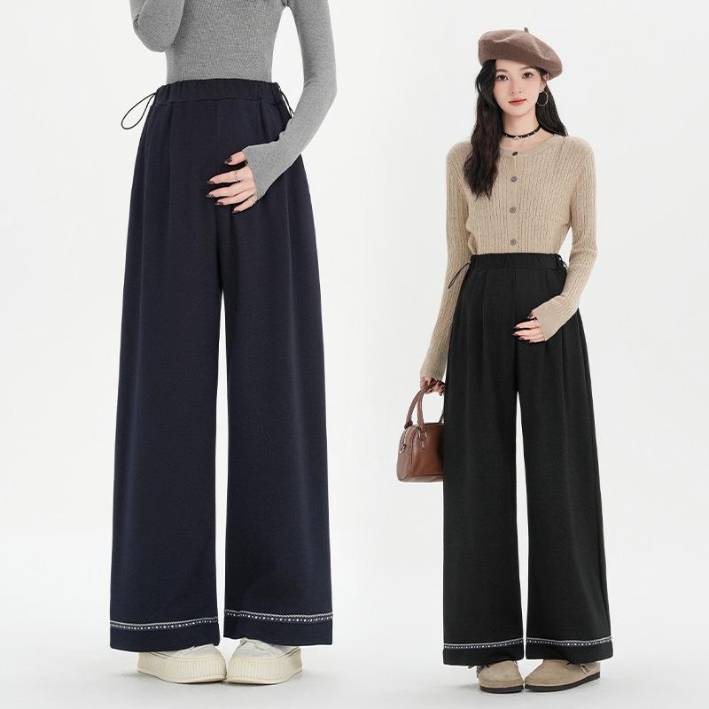 2026 Spring Korean Style Maternity Wide-Leg Patchwork Pants Extra Large