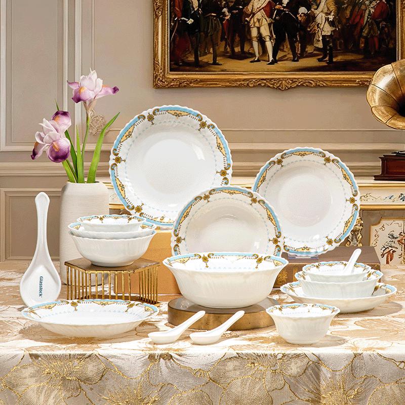 GLASSLOCK Rococo Heat Resistant Glass Tableware Set 16-piece