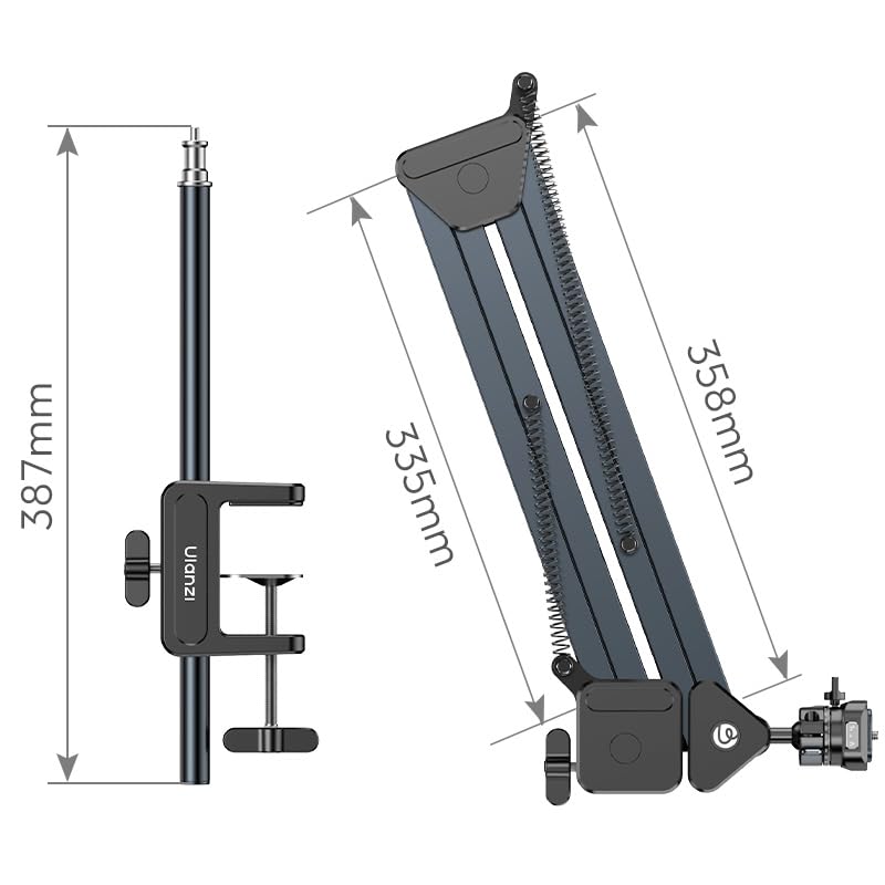 Ulanzi TH04 Camera Stand for Overhead 2kg Weight 910mm Extension All Metal with Uka Quick Handheld Microphone Webcam Suitable for Live Product Web and