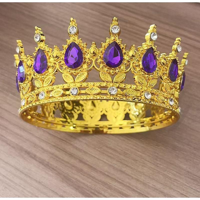 European and American Baroque Plastic Teardrop Crown Headwear for Brides Wedding Photography Accessories Full Round Coming of Age Ceremony Headwear