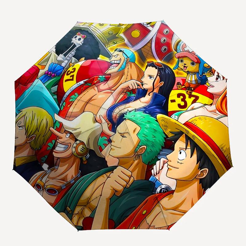 Automatic Umbrella Themed Around And The Straw Hat Pirates - Features 8 Ribs,Ideal for Casual Outings And Outdoor Use,Designed in a Gothic S