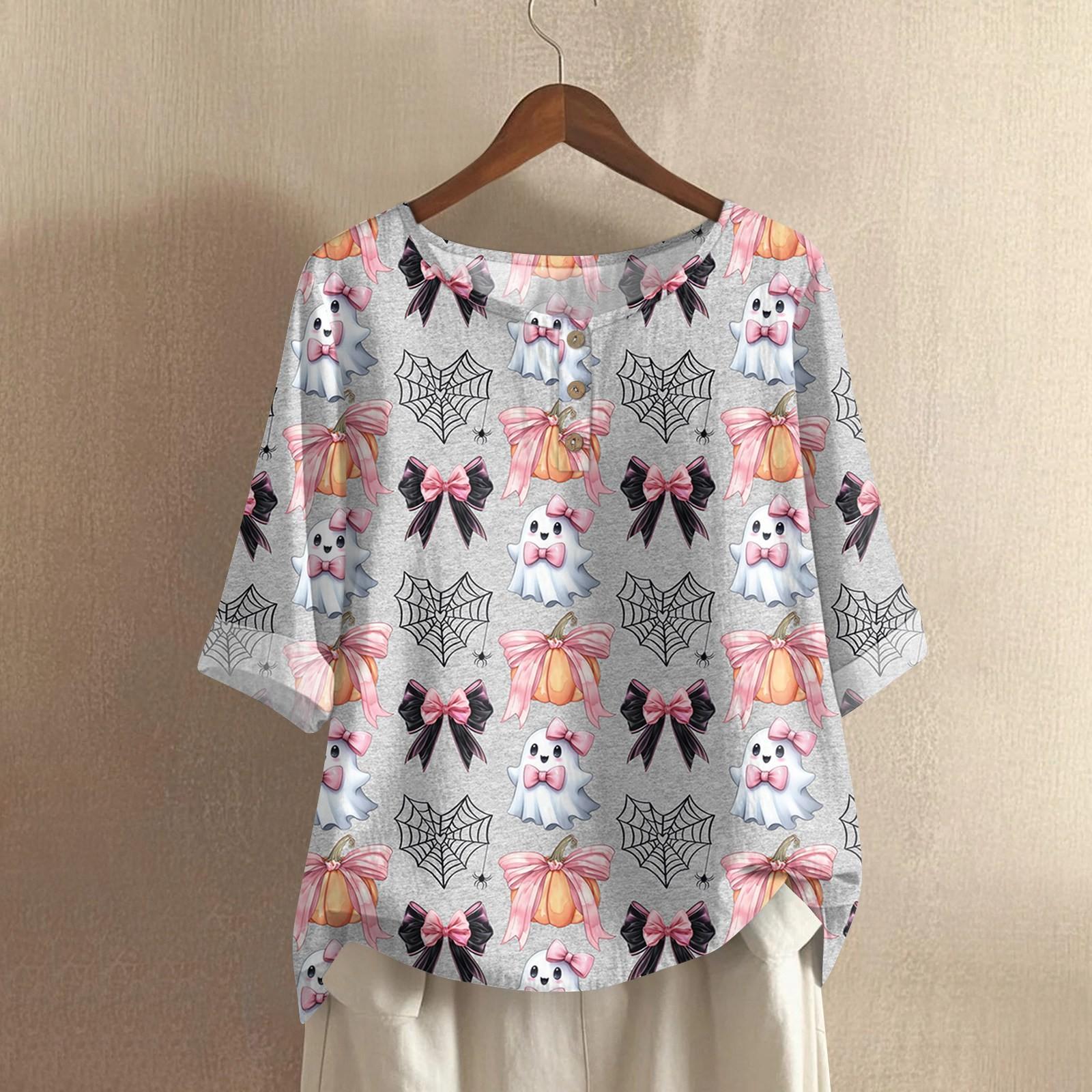 

Женская модная и повседневная рубашка с полурукавом, круглым вырезом и принтом, блузка, топ S розовый