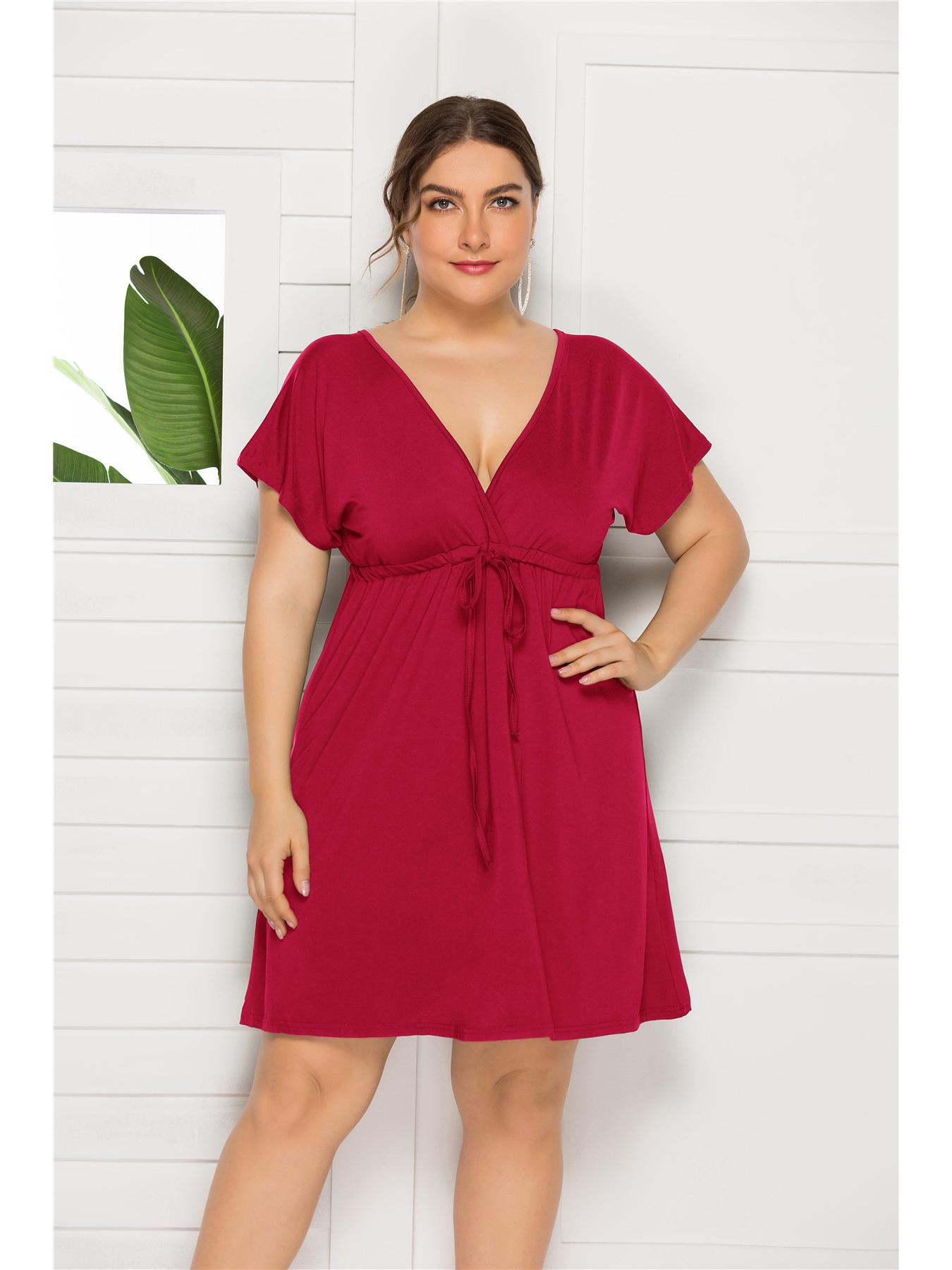 

Европейское сексуальное платье без рукавов с V-образным вырезом, эластичной талией, больших размеров L красный